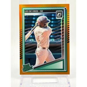 2025 Panini Optic Leo De Vries Rated Prospects Orange Refractor 130/199 SP A’s